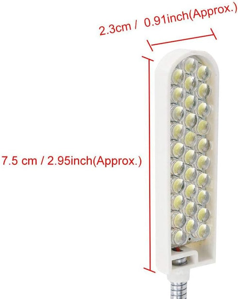 Fdit 30LED 2W Daylight LED Sewing Machine Light Lamp with Magnetic Base, Flexible Clamp Desk Lamp (US-Plug)