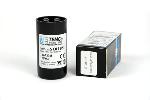 TEMCo 189-227 uf/MFD 125 VAC Round Start Capacitor, 50/60 Hz AC Electric - Lot -1