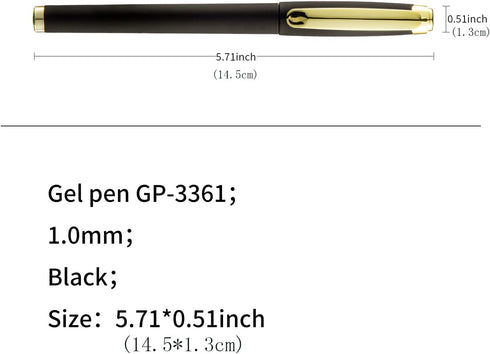 Black Ink Gel Pens - 1.0 mm Bold Point with Large Ink Cartridge, 12 Pack