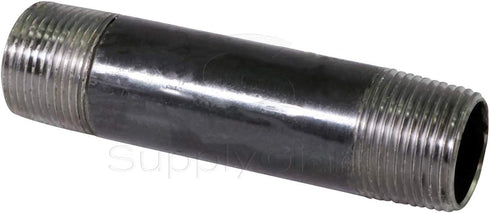 Everflow Supplies NRLB1004 4" Long Black Left/Right Steel Nipple Pipe Fitting with 1" Nominal Size Diameter, OSMC3006 by Supply Giant