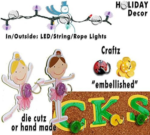 Teacher TACKz 66 Tacks, School Supplies for Teacher's Classroom, 2 in 1 Push Pin Hook Tack for Banners and Signs