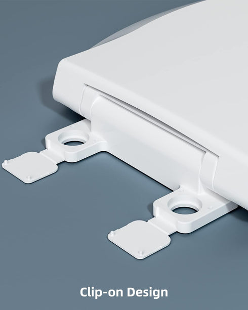 Hibbent Elongated Toilet Seat with Oval Cover, Soft Close Toilet Seat, Easy to Install,Never Loosen Hinge to Prevent