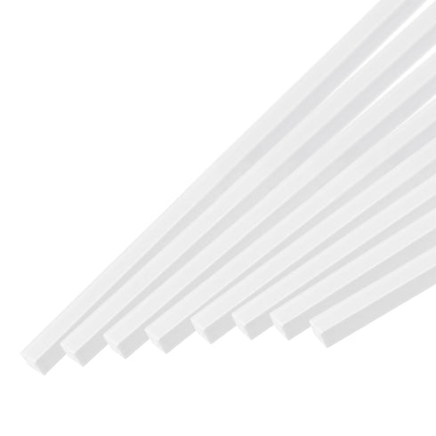 MECCANIXITY 15pcs ABS Square Rod, 2x2x500mm Solid Bar, White Plastic Rods Assortment Kit for DIY Architectural Model