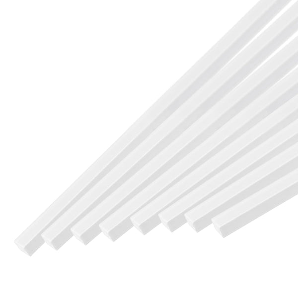 MECCANIXITY 15pcs ABS Square Rod, 2x2x500mm Solid Bar, White Plastic Rods Assortment Kit for DIY Architectural Model