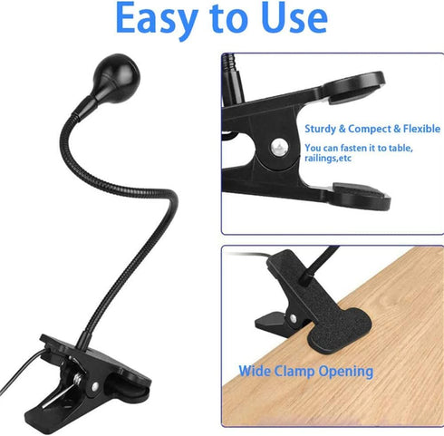 Meitawilltion 3W UV LED Desk Light,Flexible Gooseneck and Clamp Mini Desk Light with Switch,Portable Glue Curing Lamp