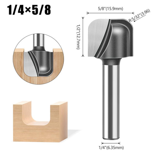 1/4" 5PCS Set Radius:1/8",1/8" 5/32",1/4",1/4". (1/4" WSOOX Bowl and Tray Router Bits with Shank Carbide Signmaking