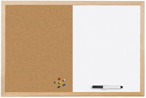 Mastervision Cork & Dry Erase Combo Board, 18" x 24", Dry Erase White Board and Cork Bulletin Board Combo