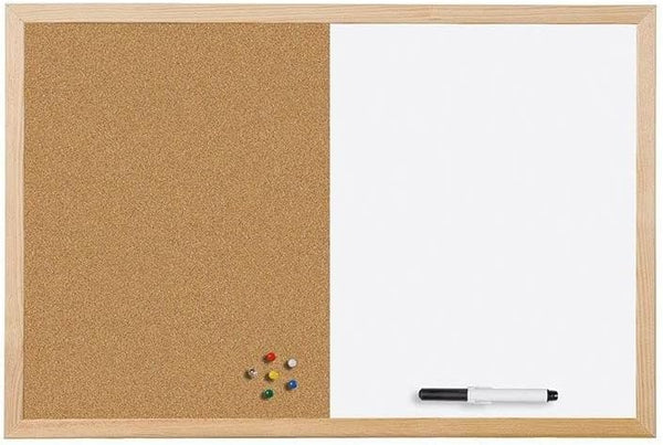 Mastervision Cork & Dry Erase Combo Board, 18" x 24", Dry Erase White Board and Cork Bulletin Board Combo