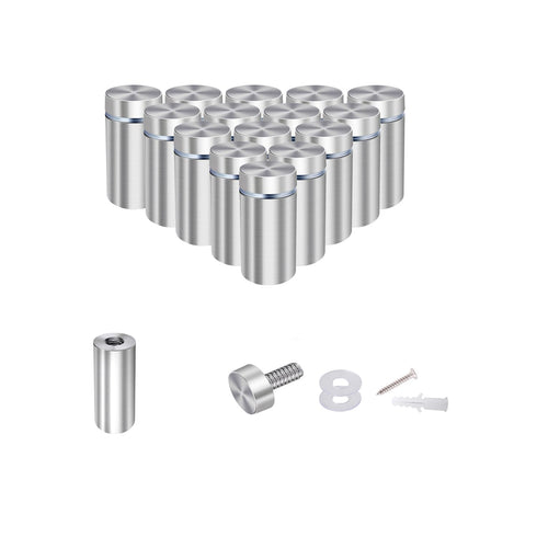 1/2” Dia x 1 1/5” L Standoffs Screws for Acrylic, Silver Sign Wall Mounts Hardware 16 Pack