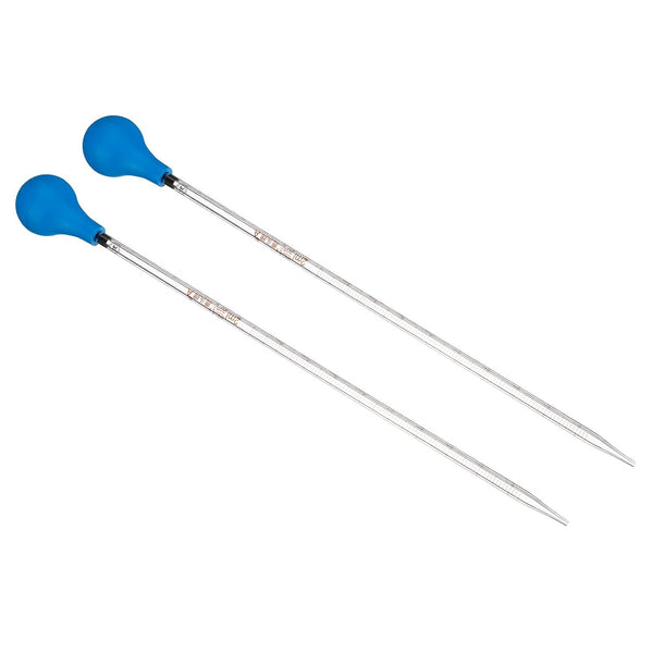 PATIKIL Graduated Dropper Pipettes Kit, 2pcs 2ml Borosilicate Glass Pipette with Rubber Cap for Liquid Transfer, Clear