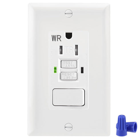 GFCI Outlet, Tamper Resistant Receptacle with Combination Switch, ETL Listed, White (TR&WR15Amp)
