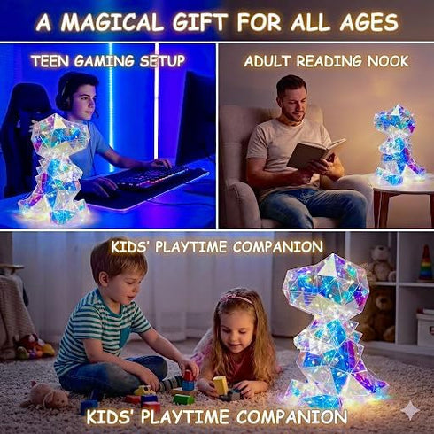Aladdinas LED Dinosaur T-Rex Night Light, Holographic Iridescent Design, Nursery Decor Display Box with Ribbon (T-REX