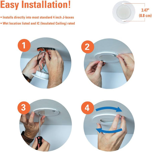 4 Inch 700 JBD4079FS1EWH-CA HALO JBD Slim Surface Mount LED Downlight with Selectable CCT, Lumens, Wet Location-Listed