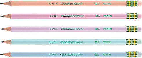 Ticonderoga Wood-Cased Pencils, Pre-Sharpened, 2 HB Soft, Pastel Colors, 18 Count