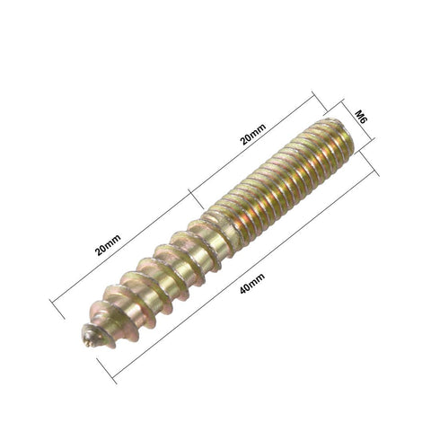 uxcell M6 Hanger Bolts, 1-5/8"(40mm) Double Headed Self-Tapping Screws for Furniture Legs, 10pcs