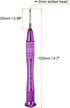 Precision Slotted Screwdriver 2.0x25mm Magnetic Flat Head Mini Pen Style Screw Driver with Non-slip Handle for Eyeglasses Watch Laptop Electronic, Purple