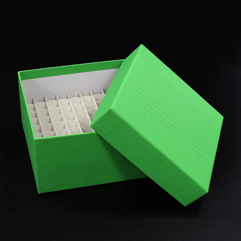 6 Color Cardboard Freezing Storage Boxes, 81 Holes for Cryotubes, Dim. 134x134x76mm, White Blue Red Yellow Orange Green