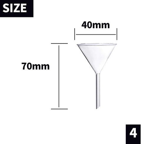 Glass Funnel Set, 4 Pcs Lab Borosilicate Glass Funnels, 100mm, 75mm, 50mm, 40mm Diameter