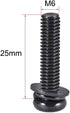 uxcell M6 x 25mm Carbon Steel Phillips Pan Head Machine Screws Bolts with Spring Washer & Plain Washers, 20pcs
