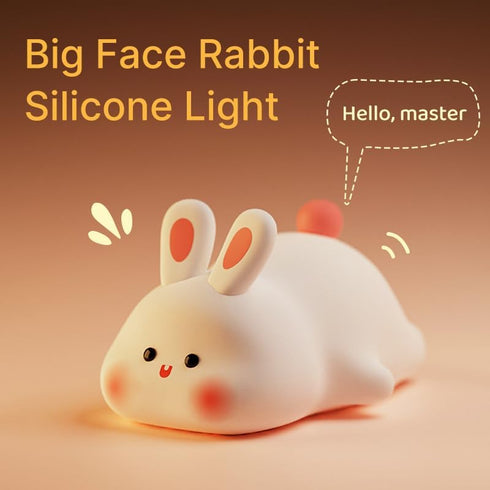 Dimmable Bunny Lamp, Rabbit Night Light with Timer, Soft Silicone Big Face Bunny Easter Gifts, Rechargeable LED Nursery