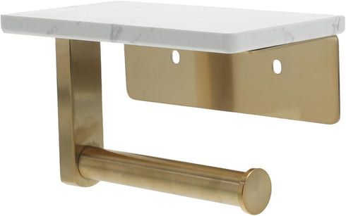 Toilet Paper Holder Wall-Mounted Paper Towel Rack Sturdy Stainless Steel Marble Easy