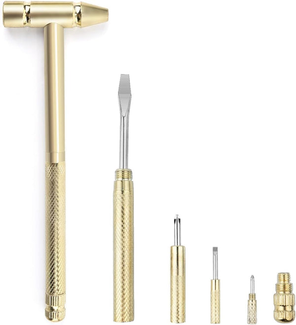 YOUMI 6 in 1 Mini Multifunction Hammer & Screwdriver Hand Tools for Repairing UAV, Mobile Phones, Laptops (Yellow)