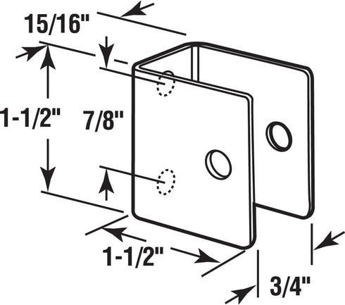 Sentry Supply U-bracket 656-8196, For 3/4 In. Panels, Stainless Steel, Satin Finish (Single Pack)