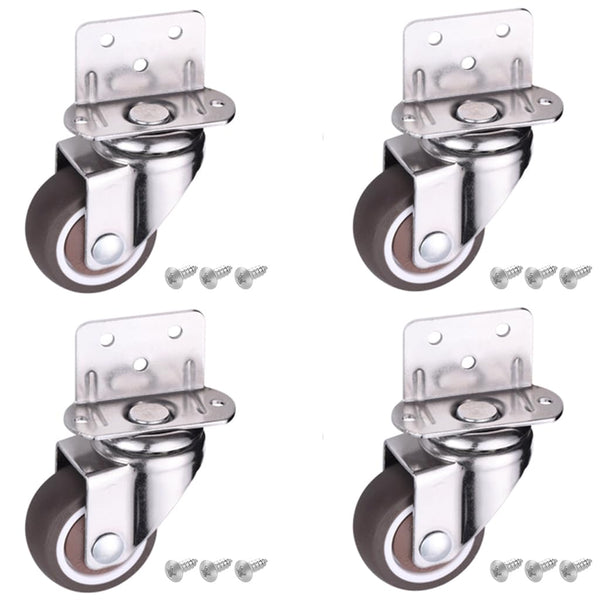 Skelang 4 Pcs 1 Inch Side Mounting Casters - TPE Swivel Plated Wheels for Baby Bed, Carts, Kitchen Cabinet
