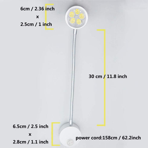 Angle(5W, Wall Mounted Reading Light,Plug in Wall Light Wall Mount Lamp,Wall Reading Light Flexible Light Wall Light
