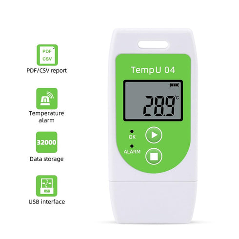 Temperature Data Logger USB Digital Temp Recorder Waterproof, Industrial Thermometer Logger 32000 Points with Auto