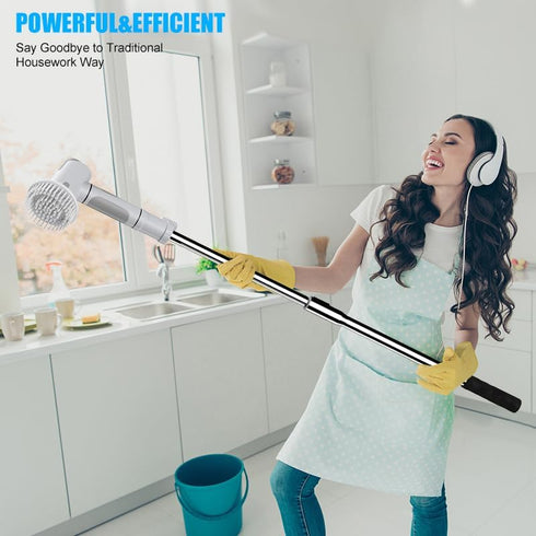 6 Electric Spin Scrubber, Scrub Brush Dual Speed, Power Shower Scrubber with Replacement Head, Cordless Cleaning Brush