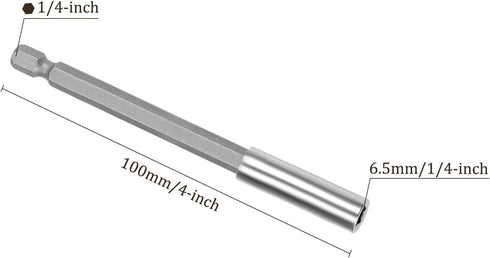 Magnetic Extension Bit Holder, 4 Inch Length x 1/4 Inch Hex Shank for Screwdriver Drill Bits