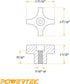 POWERTEC 5/16"-18 4 Point Knobs, 5 Pack, Clamping Knobs with Steel Insert for T Track Bolts