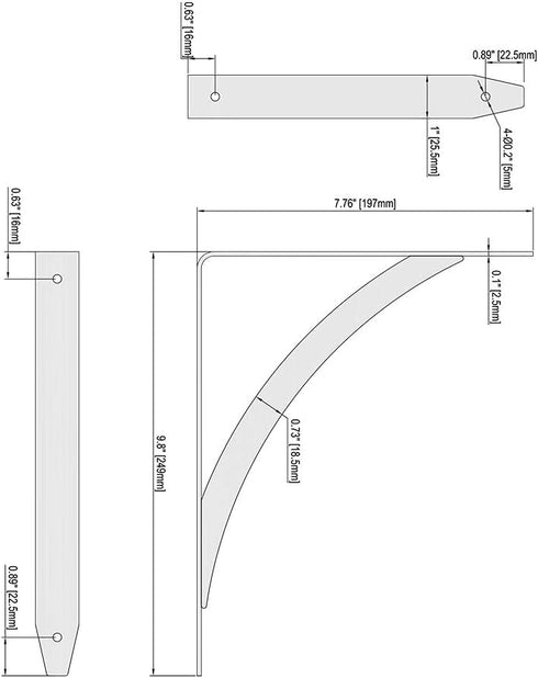 HOME MASTER HARDWARE 9 3/4 inch 10 Pack Decorative Shelf Brackets Shelf Support Corner Brace Joint Right Angle Bracket