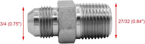 (2-PACK) 2404-08-08 Hydraulic Hose Adapter Fitting 1/2" Male JIC 37° Flare (3/4"-16UNF) × 1/2" Male (1/2"-14NPTF) SAE Straight Pipe Joints Tube Connector Carbon Steel by BEITERSTOE