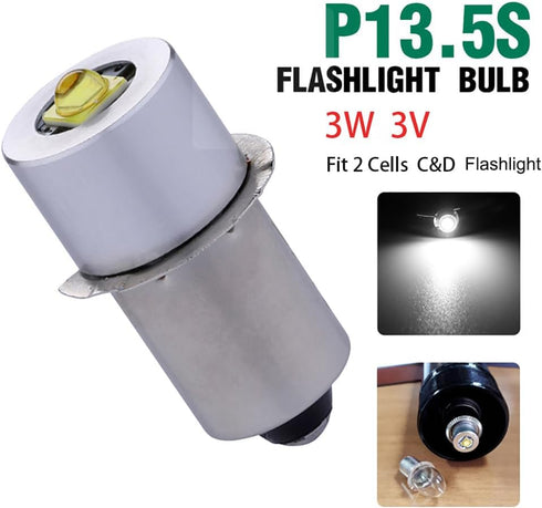 TRLIFE Maglite LED Bulbs DC 3V, Replacement Bulbs for 2 Cells C&D Maglite Flashlights, 3W LED Bulb Replacement Part, 1