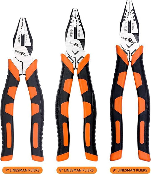Linemans Pliers, 9-inch Linesman Combination Pliers Cutting Pliers with TPR Handle for Cutting Crimping Function, Screw Gripping Remover Pliers Hand Tool