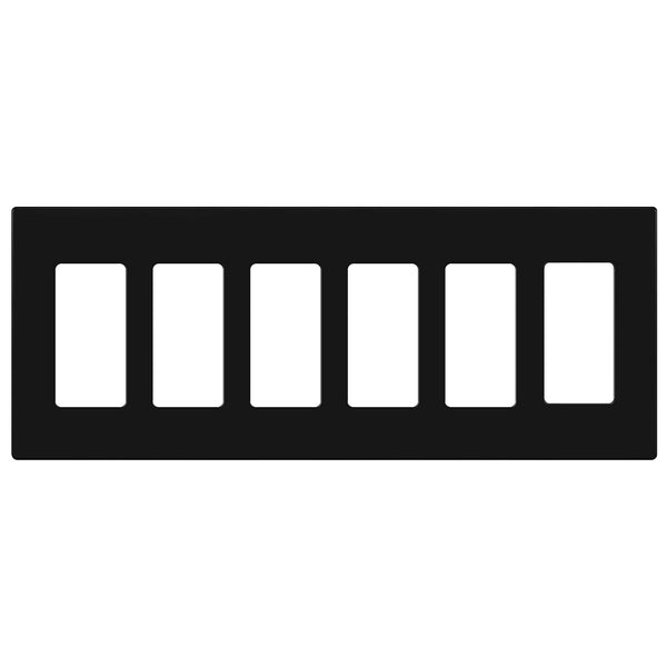 ENERLITES Screwless Decorator Wall Plate, Child Safe Outlet Covers, 6-Gang Size, Glossy Black