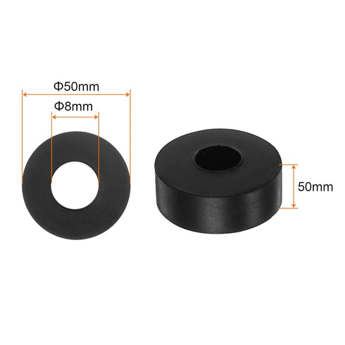 4pcs Rubber Spacer 2 Inch OD 0.3 Inch ID 2 Inch Thick Neoprene Round Anti Vibration Isolation Pads Isolator Rubber Washers Bushings for Home Cars Boat Accessories, Black