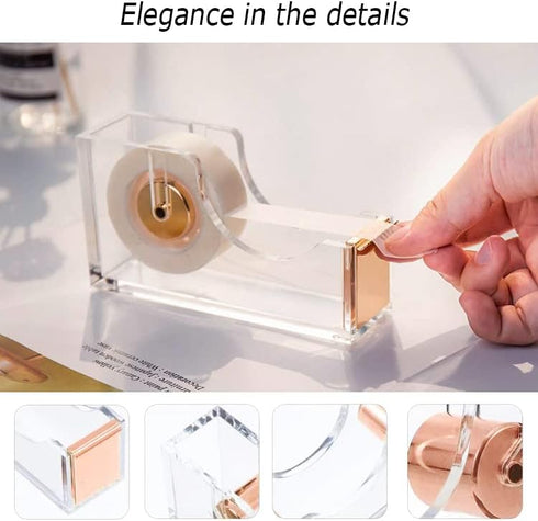 Rose Gold Office Supplies Set, Acrylic Stapler, Tape Holder, Scissors, Phone Holder, Ruler, 300 Notes & More