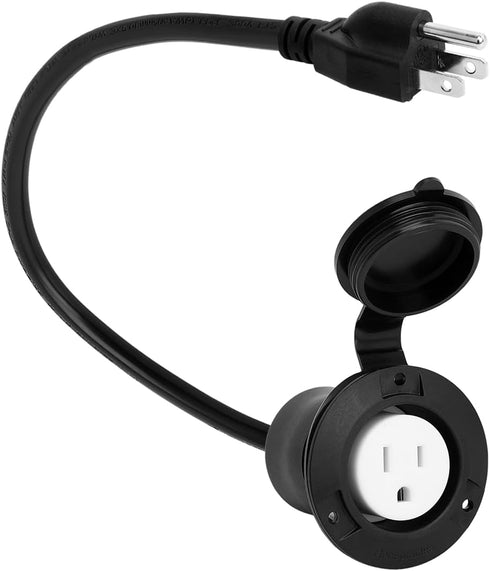 (1.6Feet) Waterproof 15Amp 125V Outdoor Power Outlet Extension Cord, SJTW 14AWG, Nema 5-15R