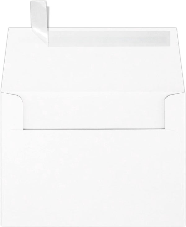 LUXPaper A6 Invitation Envelopes | 4 5/8 x 6 1/4 Cards | 80lb. 100% Cotton - Brilliant White | 50 Pack | Peel & Press