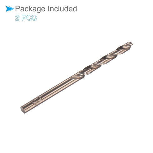 Twist Drill Bits, 4.6mm Drilling Diameter, Titanium Coated High Speed Steel 6542, 2-Pieces for Stainless Steel