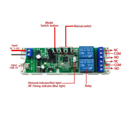 2 Channel 5V 12V ZigBee Smart Relay Switch, Adjustable Self Lock and Momentary Interlock Mode.