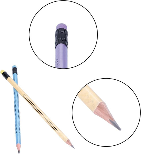 Triangular Cute Sharpened Pencils, Pencil Set with Eraser, Fat Thick Strong Graphite Pen, Non-slip Multi-color Writing