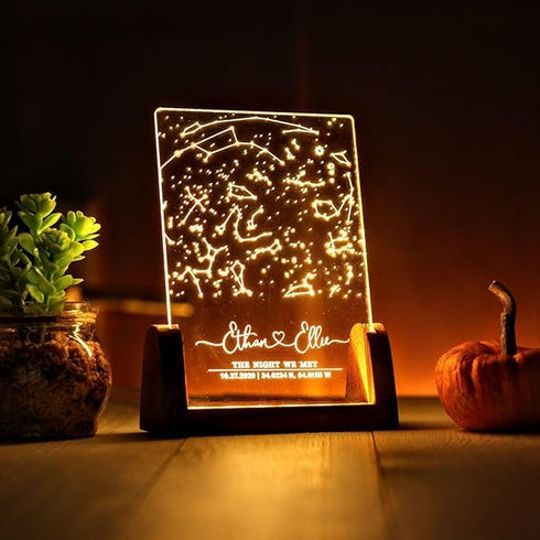 Personalized Star Map Night Light - Custom Table Lamp for Couples, Ideal