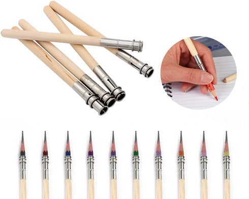 Hillento Pencil Extenders, Adjustable Lengthener with Electric Eraser, 10 Pcs