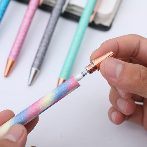 Fun Sparkle Fancy Ballpoint Pen, Cute Sparkly Click Metal Pens, 12 Count Multicolor, Black Ink for Journaling