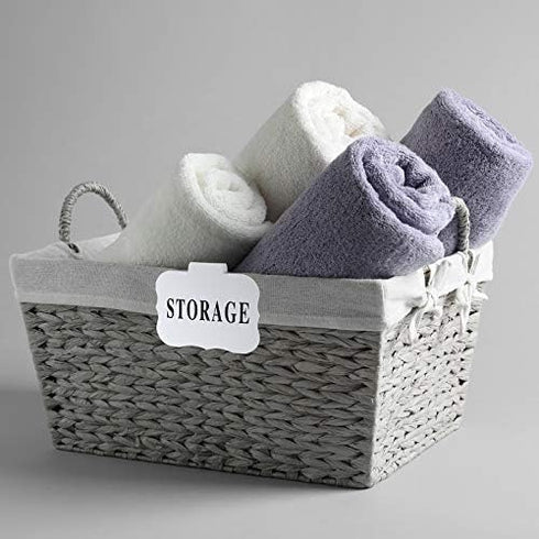 Zonon 8 Pack Basket Labels Clips with 40 Pcs Pantry Labels Set, Removable Bin 3.5 x 2.4 Inch for Kitchen, Black & White