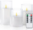 Homemory Flameless Candles Set of 3, White Acrylic LED Candles Upgraded Realistic